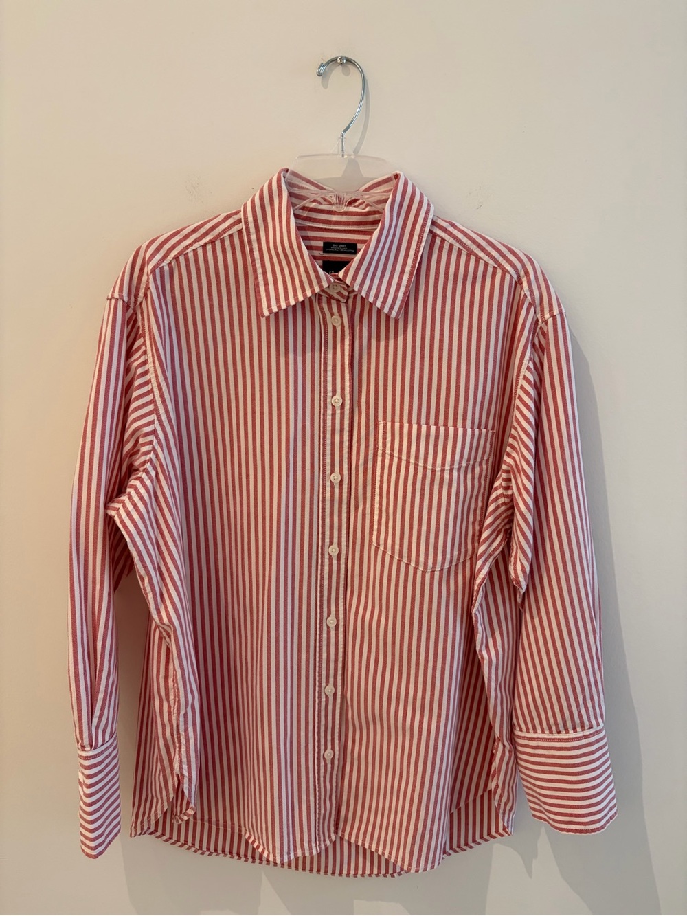 GAP Organic Cotton Oxford Big Shirt - Button-Down - Red & White Stripe